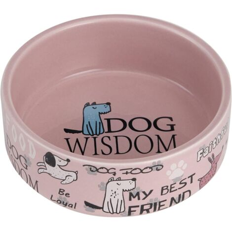 5-inch Ceramic Dog Bowl Cartoon Pattern, Cute, Chew-Proof, Dishwasher and Microwave Safe