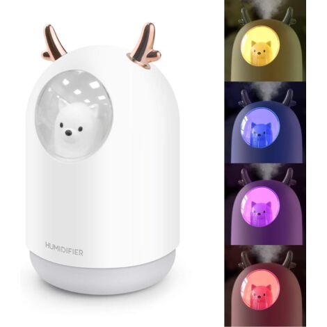 300ml Mini Air Humidifier, Quiet Humidifier with LED Lights, USB Desktop Humidifier Waterless Auto Shut-Off for Home/Bedroom/Office
