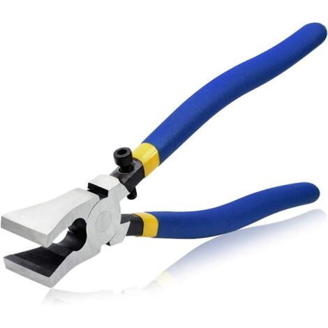 Glass Breaking Pliers - Serrated Flat Jaws with 8" Set Screws - Heavy Duty Pliers for Stained Glass Work - Dura Mosaic Breaking Tool With Screws