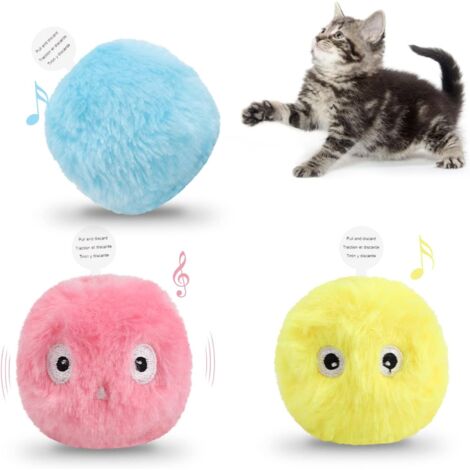 3 Pack Cat Ball Toys, Interactive Plush Cat Balls, Kitten Balls, Toys with Catnip, 3 Realistic Sounds Realistic Animal Chirping Sounds, for Indoor Cat Puppy