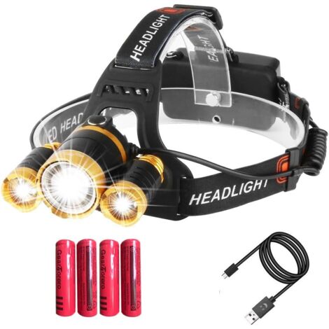 Super Bright LED Headlamp Rechargeable Waterproof Flashlight Headlamp 9000 Lumens, Adjustable Zoomable Sensor Head Torch for Camping Hunting Hiking Running (1/5)