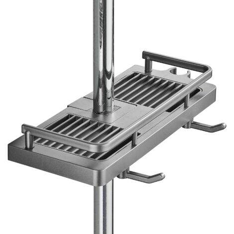 Tinor – Shower shelf no drilling caddy for 21-25mm shower rod – Snap-on installation – 90-degree barrier – Durable ABS – Space-saving design (1/5)