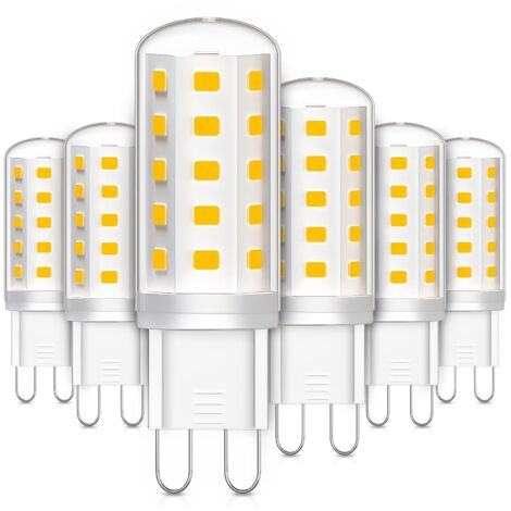 Set of 6 G9 LED bulbs, 3W, equivalent to 30W halogen lamp, warm white, no flicker, for bedroom, living room, kitchen, garden, not dimmable