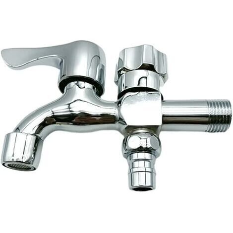 Zhioudz Double Outlet Faucet, Double Outlet Garden Faucet, High Quality Brass Outlet Faucet, Control Double Outlet Garden Faucet 1/2'' Interface 1/2'' Outlet Household and Industry (1/5)