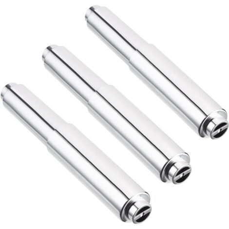 3 Pack Spring Loaded Plastic Toilet Paper Holder Roll (Silver) (1/5)