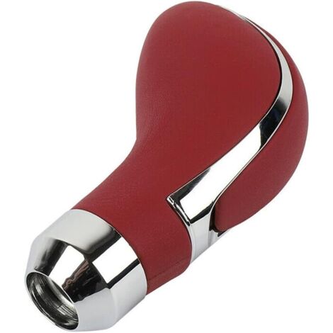 CCYKXA Universal Aluminum Alloy Leather Manual Gear Shift Head Red In Manual Auto Car Gear Shift Knob Lever with 3 Rubber Sleeves