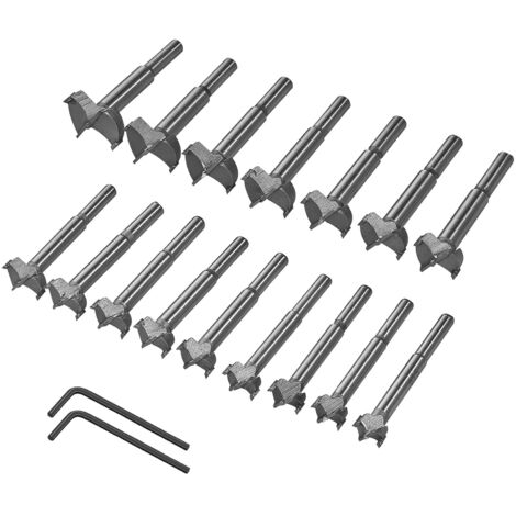 Forstner 16 Piece 15-35mm Tungsten Carbide Shaping Drill Bit Set for Woodworking, Hole Saw and Hinge