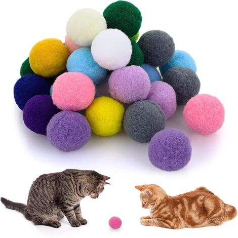 Cat Toy Balls, Soft Cat Balls Kitten Pom poms Ball Cat Play Toy Indoor Cats Interactive Pompom Ball Toy 2.5cm (1/5)