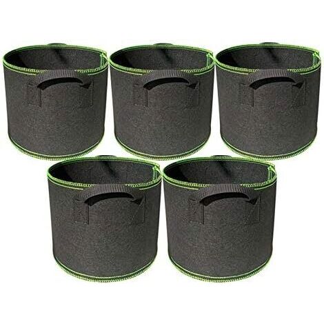 5- Pack 5 Gallons Plant Growing Bags, Nonwoven Fabric Breathable Grow Bags Heavy Duty Thickened Root Aeration Garden Pots Container with Straps Handles, for Flowers Fruit Vegetables