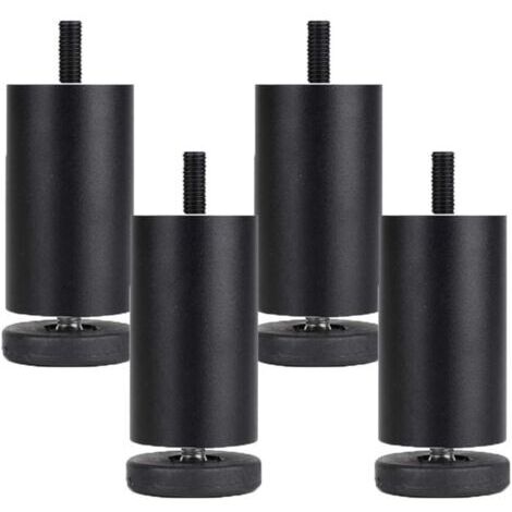 4pcs Adjustable Furniture Feet, Aluminum Alloy Furniture Legs, Round Metal Furniture Legs, Table, Sofa, Bed, Black (10cm)