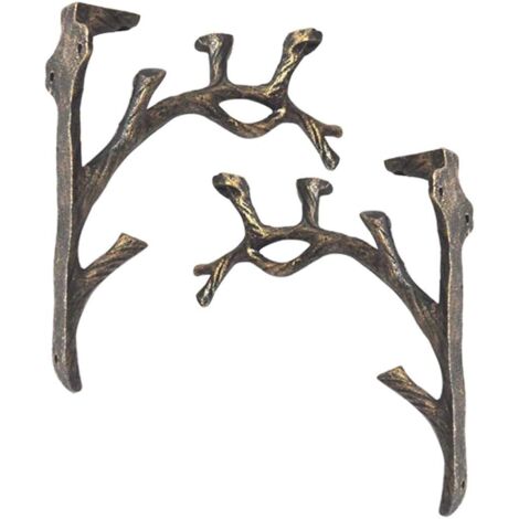 Vintage Shelf Brackets (2pcs), Cast Iron Square Branch Shape Shelf, Make the Old Craft, Creative Decorative Triangle Bracket, Wall Mounted Bookshelf, Flower Stand