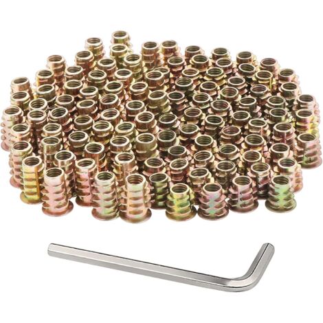 100 PCS M6×10 M6×15 Zinc Alloy Threaded Hex Nut, Wood Threaded Nuts for Furniture, Insert Nuts Assortment (1/5)