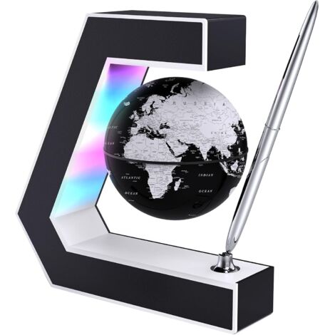 Floating Globe with LED Lights - Magnetic Levitating Floating Globe with Pen, Portable for Desk Writing, World Map for Desktop Decoration- (1/5)
