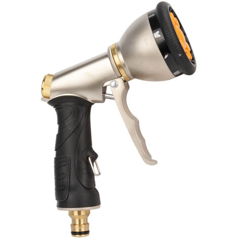Garden Hose Pipe Spray Gun, 9 Adjustable Patterns Garden Hose Gun, Metal Multifunction Water Sprayer for Plant Watering, Car and Pet Washing (with 4Pcs Brass Connectors)