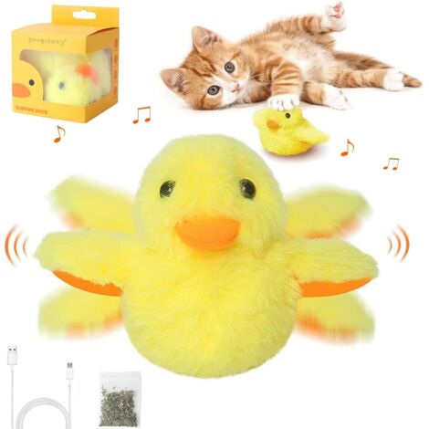 Cat Toy with Catnip, USB Rechargeable Plush Duck Toy, Electronic Interactive Cat Toy with Realistic Duck Sounds, for Chewing, Diversion, Kitten Exercise (1/5)