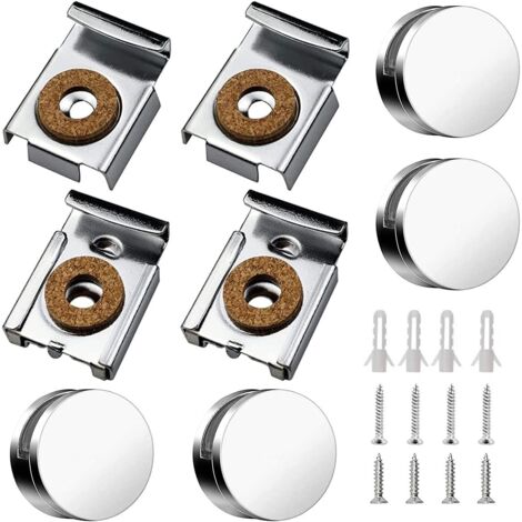 Mirror Clips,8pcs Glass Shelf Spacer Mirror Brackets Wall Mirror Holder Fixing Clips Mirror Fixing Kit with Screws