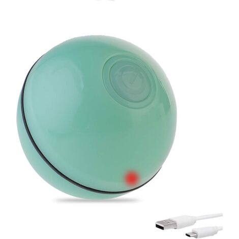 Smart Interactive Cat Toy Ball Automatic Rolling Ball for Pet Cat USB Rechargeable Toy with LED Light 360 Degree Rotating Ball (Green)