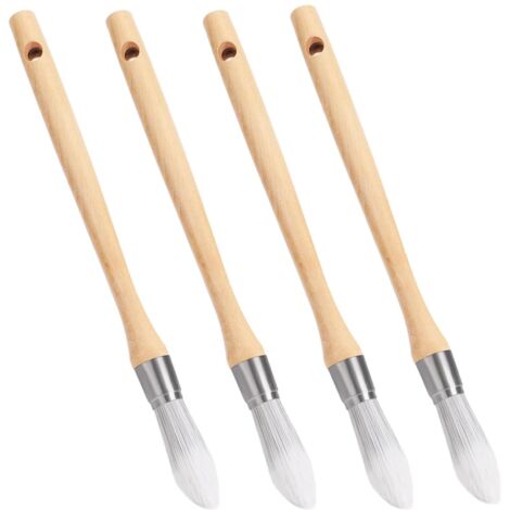 Set of 4 Round Fine Brushes, 15mm Window Frame Brushes, Birch Handle, Stainless Steel Stain Brush, for Painting and Interior Decorating (1/5)