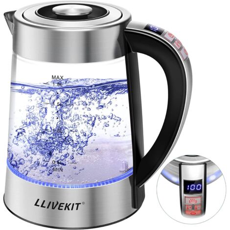 Glass Electric Kettle, 1.8 L, Adjustable Temperature, LED Interior Lighting, Keep Warm Function and Dry-Run Protection, BPA Free, 1800 W- (1/5)