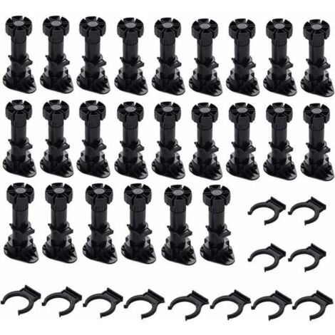24 plastic cabinet legs, furniture legs, adjustable furniture legs (80mm-100mm), black plastic furniture legs (1/5)