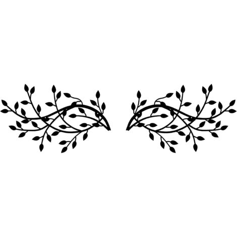 CCYKXA 1 Pair Metal Tree Leaves Wall Art,Metal Tree Leaf Wall Decor Olive Branch Pattern Black(15 x 9.4 inch / 38 x 24cm) (1/5)