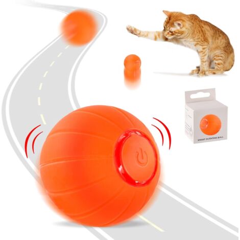 Interactive Cat Ball Toy-with LED Light,Smart Jumping Ball,360 Degree Automatic Rotation and USB Charging,Stimulates Hunting,for Kitten Exercise,Orange (Orange)