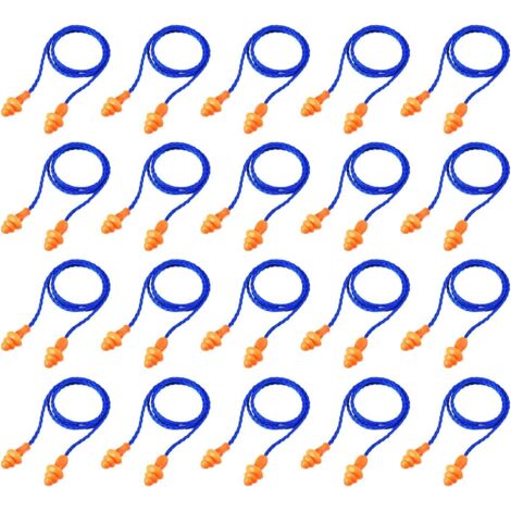 20 Pairs, Blue, Corded Earplugs Reusable Silicone Earplugs with Rope Anti-Noise Ear Plug for Sleeping Hearing Protection