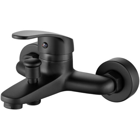 Black Single Lever Bath Shower Mixer Tap, Wall Mounted Bathtub Faucet, Bathtub Mixer Shower Tap, 1/2" Threaded Hose Connector