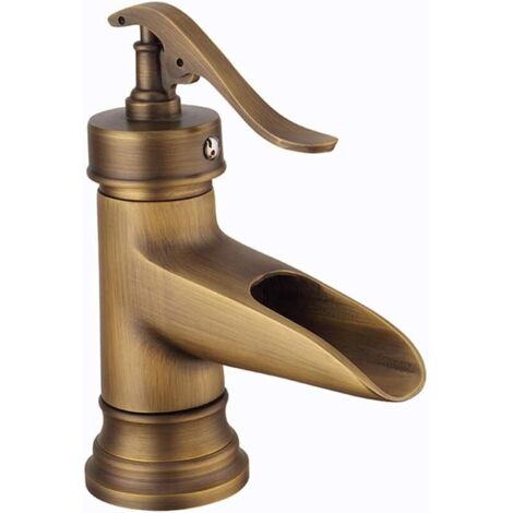 Basin Faucets, Antique Brass Basin Mixer Tap Vintage Retro Style Bathroom Sink Faucet Hot and Cold Mixer Tap,Golden