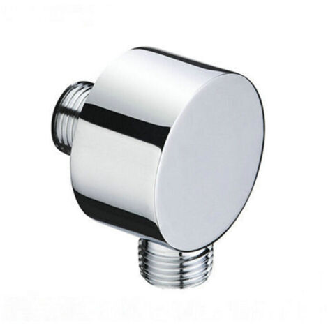 BET Raccord de tuyau rond - Coude de raccordement mural chromé -  - En laiton - Universel - 1/2" - Raccord à sable - Raccord mural de douche pour douchette à main