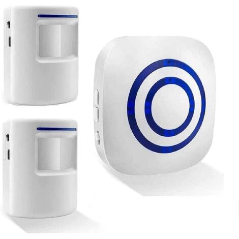 Wireless Doorbell Electric Door Chime Kit with 1 Receiver and 2 PIR Motion Detector Sensor Visitor Alert Security Alarm with 38 Melodies at 3 Volume Levels (1/5)