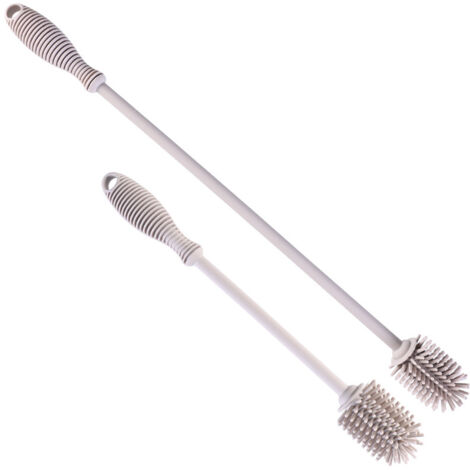 Goupillon Bouteille Silicone Géant Lave Bouteille Ecouvillon Gourde Brosse de Nettoyage Brosse Nettoyage Vaiss Carafe Bottle Brush Thermos (Gris) (1/3)