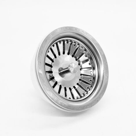 Crépine d'évier de cuisine, bouchon de crépine d'évier en acier inoxydable, remplacement des bouchons de vidange de crépine de panier à double fonction (diamètre: 84 mm) (1/5)