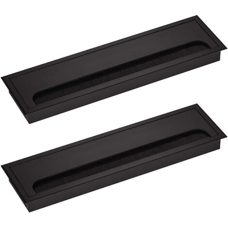 Cable Grommet for Desk Rectangular 80x 275mm Cable Gland for Office Table Home Furniture CABLE Aluminum Black Anodized Square 2 Pieces