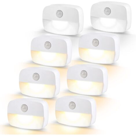 Led Kids Night Light, [8 Pack] Night Light with Motion Sensor, Baby Night Light, Adhesive Closet Lamp Night Light for Hallway, Stairs, Kitchen, Wardrobe, Powered via (1/5)