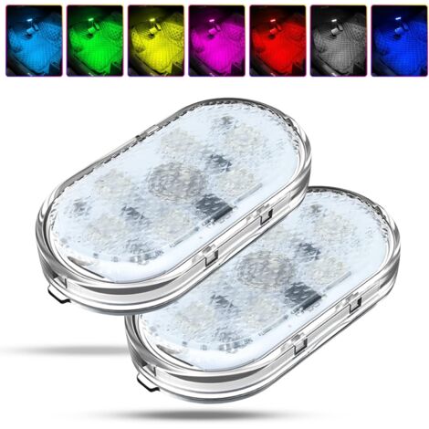 Tinor – 2 pcs car led lights interior – 7 colors touch light with 6 bright led beads – USB rechargeable – Easy installation for car and home use (1/5)