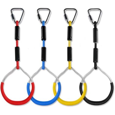 Kids Climbing Rings Multi-Function Swing with Plastic Rings Max Load 160kg Ninja Climbing Ring Obstacle Garden Swing
