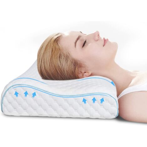Memory Foam Pillow Ergonomic Pillows, Orthopedic Pain Relief Pillow Anti Snoring Pillow, Breathable Side Sleeper Pillow with Optional Height 8cm-11cm, DENUOTOP Memory Foam Pillow (1/4)