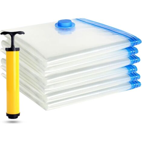 6 Pack Reusable Vacuum Storage Bags for Clothes, Quilts, Pillows, Woolen Blankets and More, Up to 90% Space Saving with Vacuum (1/5)