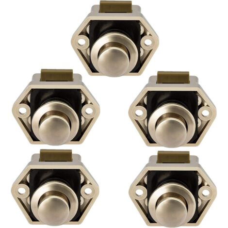 RV Push Button - 5 Pcs Camper Van Cabinet Door Latch Latch Latch Button (Nickel)