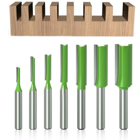 7Pcs 6mm Shank Straight Router Bit, Straight Router Bit, for Wood Tungsten Carbide Woodworking Tool, Single Double Flute Straight Router Bit for Wood, 3mm 4mm 5mm 6mm 8mm 10mm 12mm (1/5)