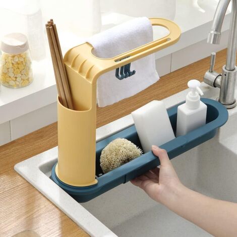 Sink Sponge Holder Kitchen Towel Organizer Kitchen Sink Storage Kitchen Sink Storage Sponge Brush Holder Organizer Towel Holder Sponge Brush with Sink Drip Tray