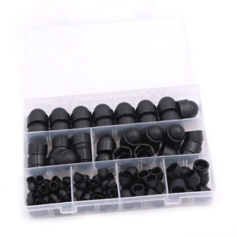 145 Pieces Screw Nut Covers, Dome Nut Kit Dome Protection Caps Bolt Nut Cover 6 Sizes M4 M5 M6 M8 M10 M12 with Box for Machinery, Furniture and Vehicles (Black) (1/5)