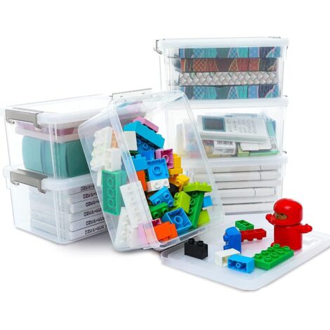 6 Pack 3L Storage Containers with Lid Plastic Stackable Small Parts Storage Containers 23 x 17 x 10.5cm (1/5)
