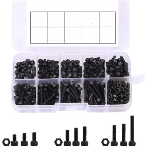 Screws Assortment, Doris Direct 500pcs M2 M3 M4 Screw and Nut Kit Alloy Steel Hex Head Button Socket Head Cap Bolts Screws (1/5)