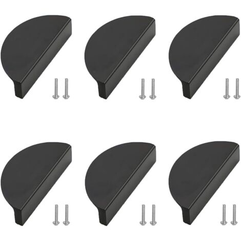 6 Pieces Kitchen Cabinet Door Handles, Kitchen Furniture Black Handle, Furniture Handle, Cupboard Handles, Hole Center Distance 64mm, Contains 12 Screws, For Doors, Drawers, Furniture, Cupboards (1/5)