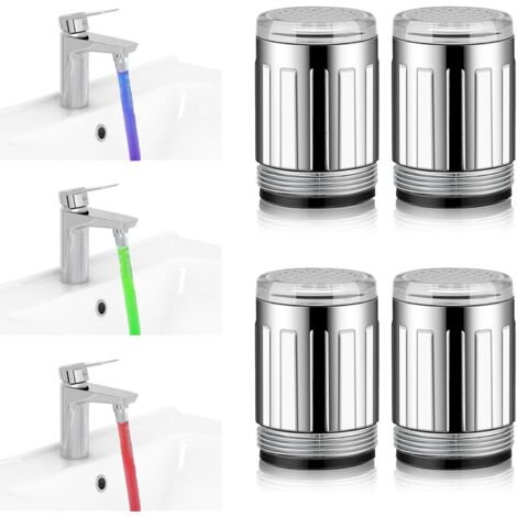 CCYKXA Colorful LED Water Faucet - 4pcs with 3 Colors Temperature Sensitive Temperature Sensor for Bathrooms Kitchen (1/5)
