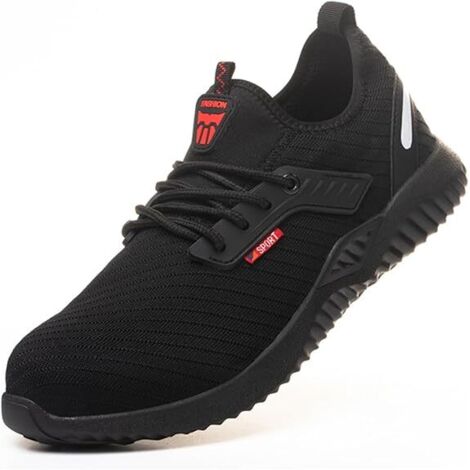 Men's Summer Breathable Safety Shoes, Anti-Crush Composite Steel Toe Cap and Anti-Puncture Kevlar, Size 40