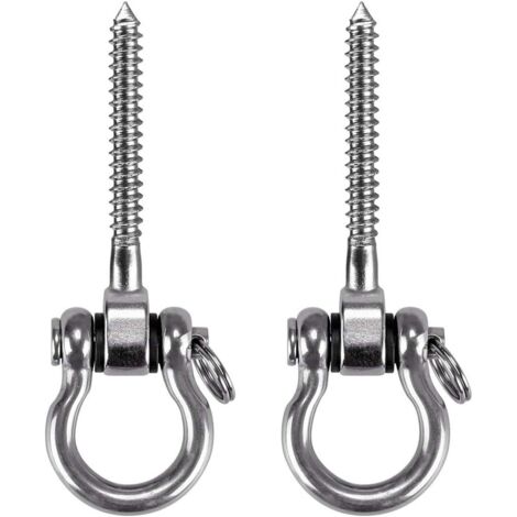 2pcs Screw Hooks, Heavy Duty 180° Ceiling Hook Made of 304 Stainless Steel for Indoor Outdoor Playground, Yoga, Hammock, Rope, Swing, Hanging Chair, Punching Bag, Max. 450kg