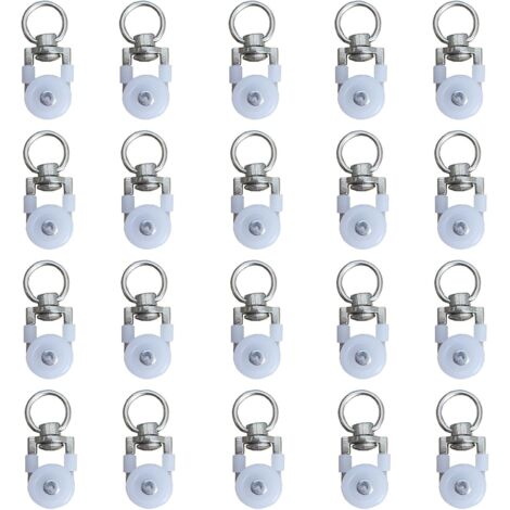 20pcs Curtain Track Rollers, Track Rollers, Curtain Rod Rollers Slides, Silent Pulley, Window Curtain Track Double Track Roller, for Windows Curtain Tracks